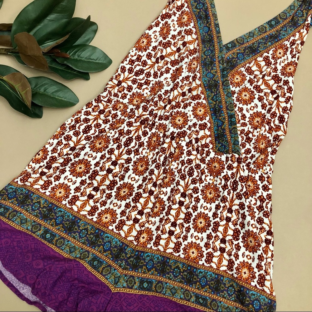 Surplice Boho Floral Criss Cross Back Romper - Picture 8 of 16